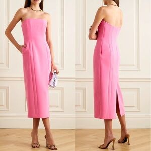 ALC ELIZABETH GRAPEFRUIT PINK STRAPLESS CADY STRETCH COCKTAIL DRESS